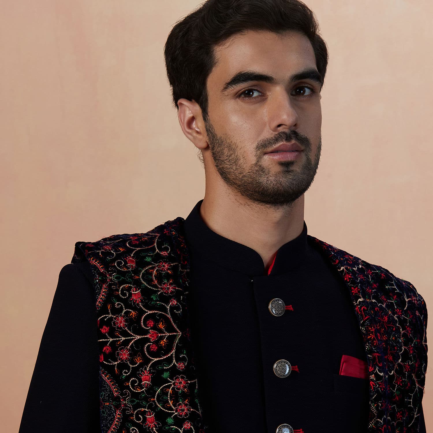 Blue Rayon Self Texture Embroidered Sherwani Blue Rayon Self Texture Embroidered Sherwani