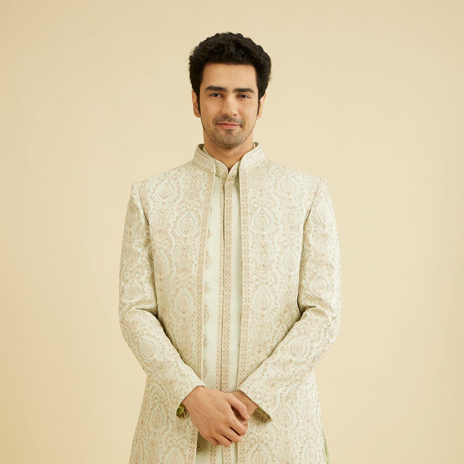 Emerald Splendor Open Sherwani Emerald Splendor Open Sherwani