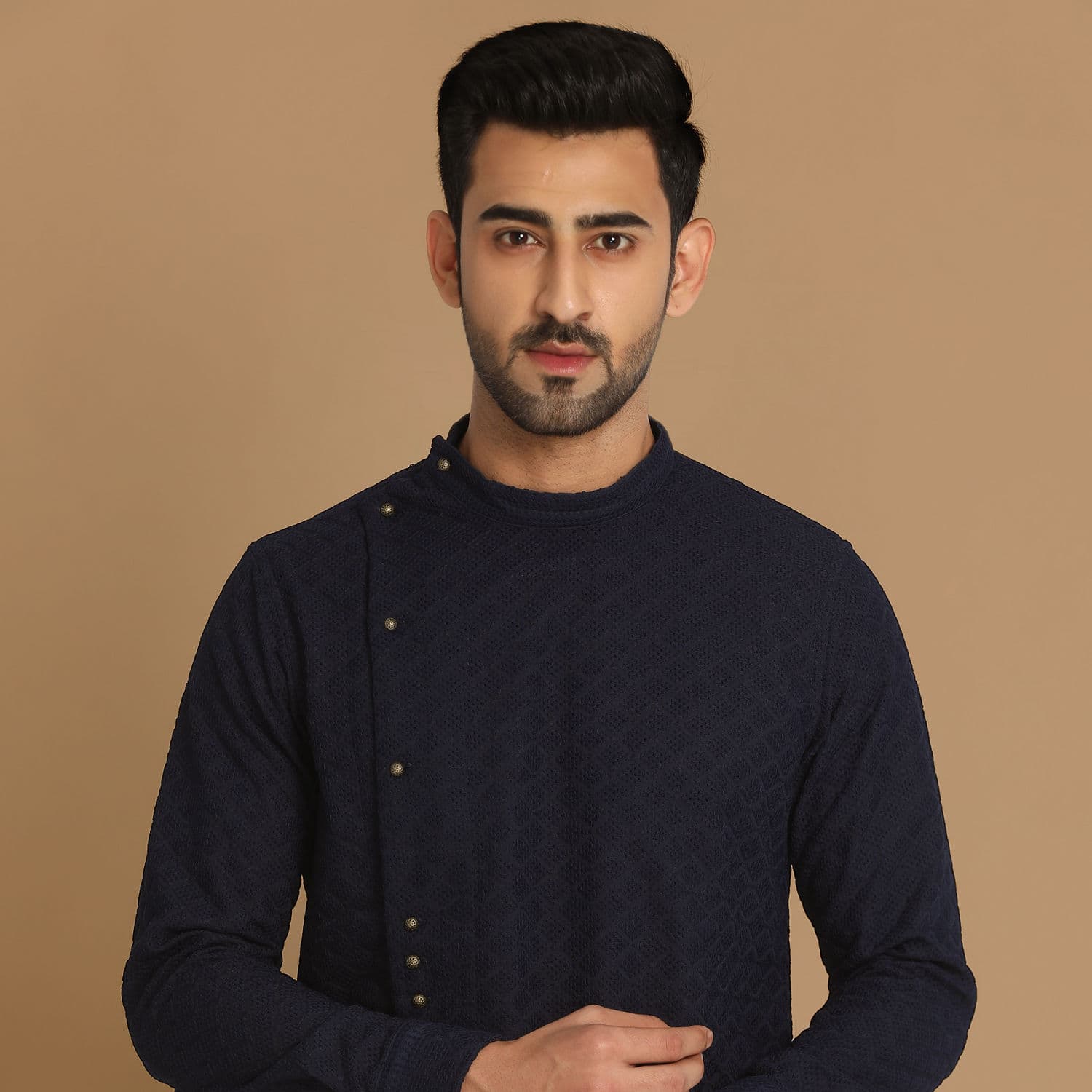 Navy Blue Side Open Kurta Pajama | Manyavar Navy Blue Side Open Kurta Pajama | Manyavar