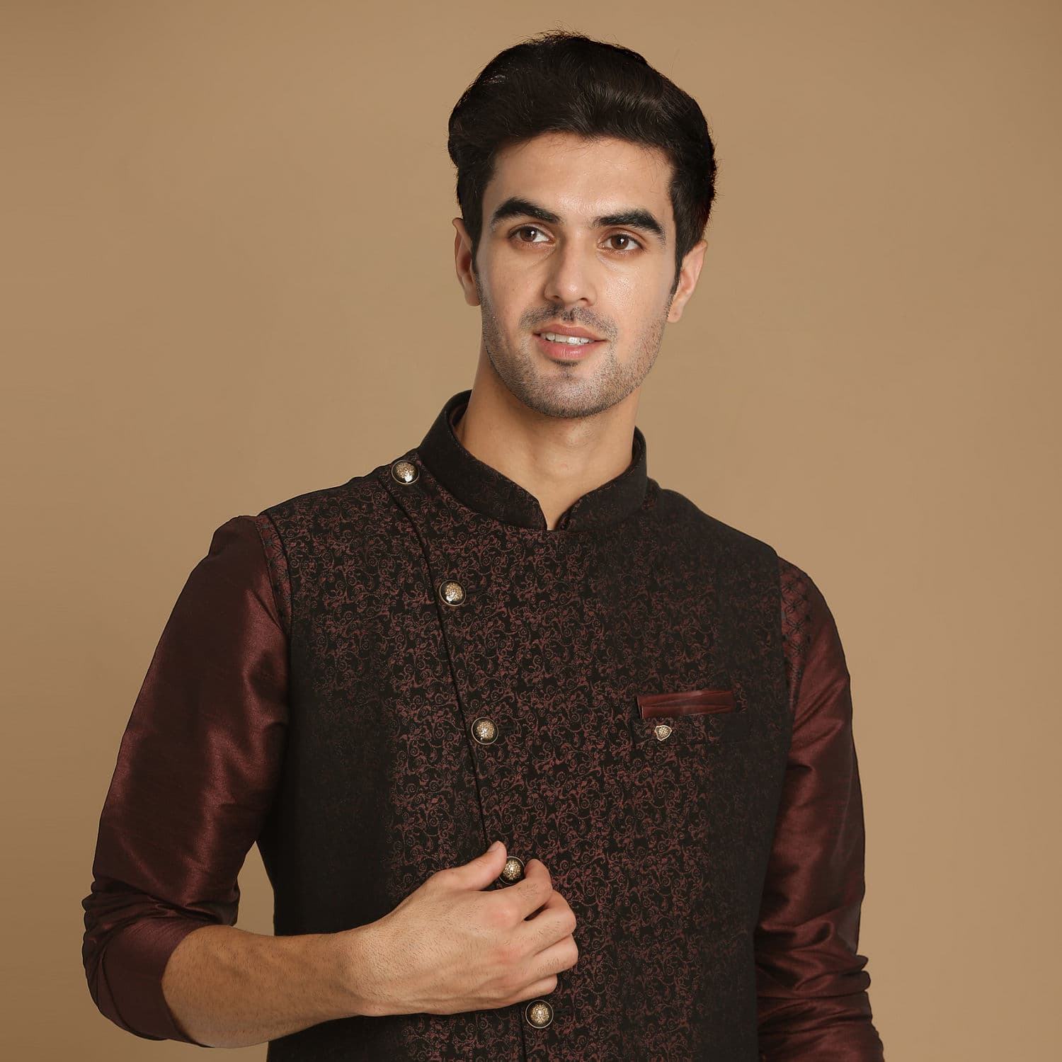 Fabulous Wine Waist Coat | Manyavar Fabulous Wine Waist Coat | Manyavar