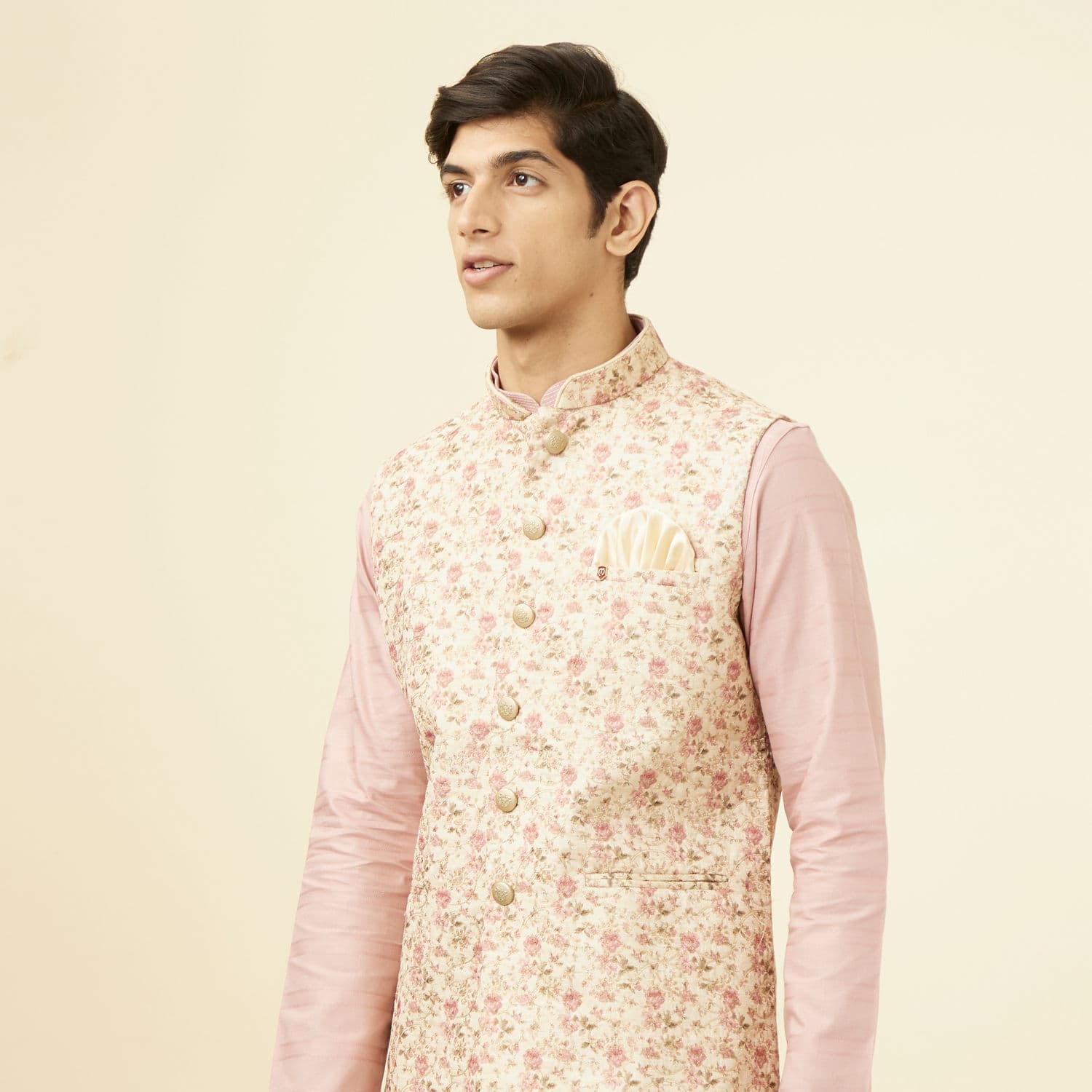 Beige Floral Work Jacket Beige Floral Work Jacket