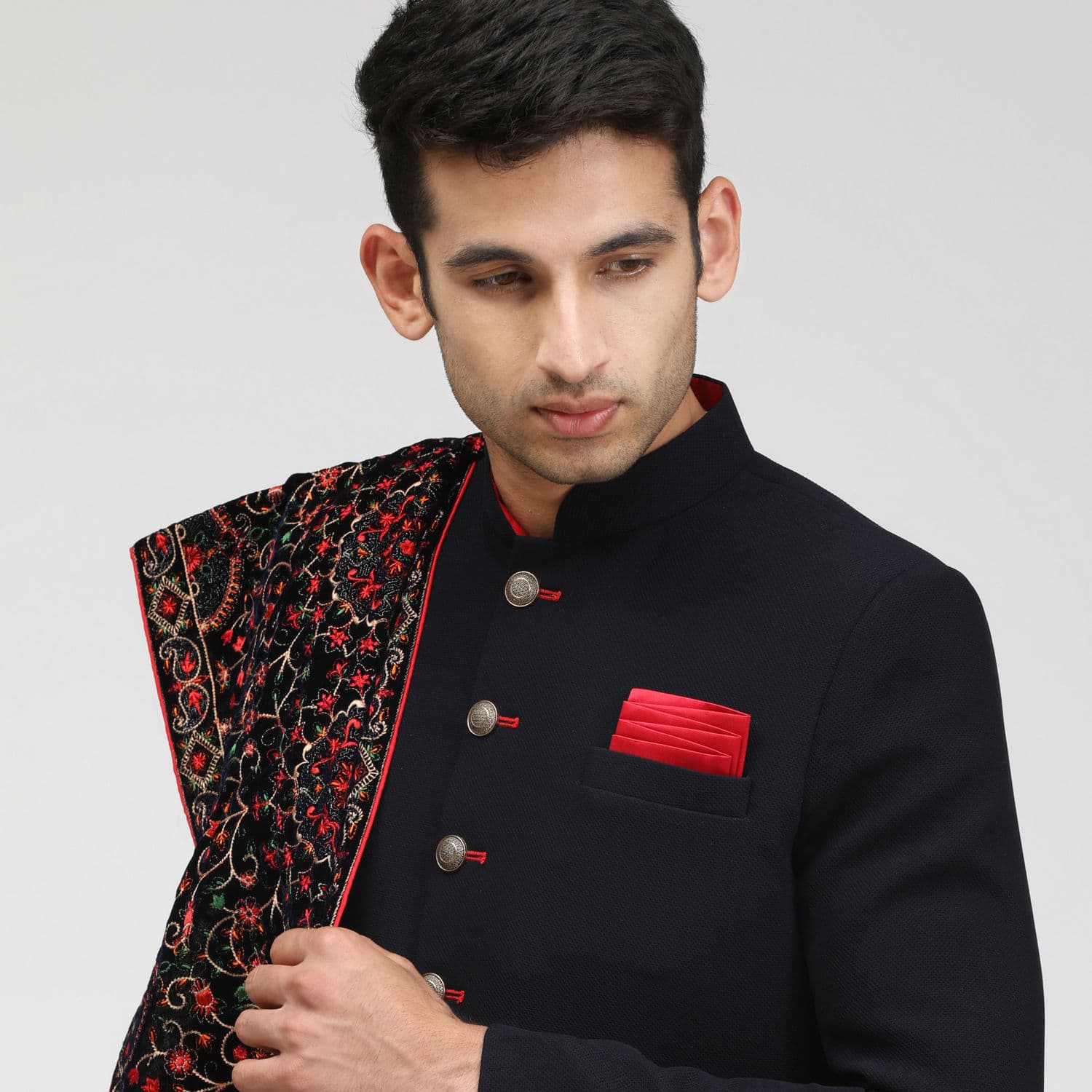 Sophisticated Black Sherwani Set Sophisticated Black Sherwani Set