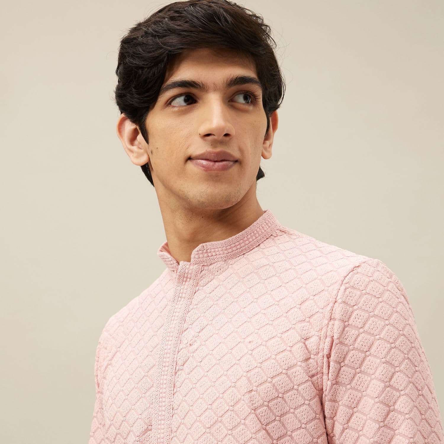 Rosewater Pink Chikankari Patterned Kurta Set | Manyavar Rosewater Pink Chikankari Patterned Kurta Set | Manyavar