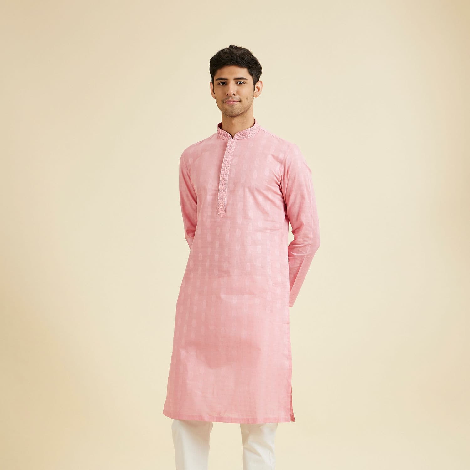Pink Elegance Cotton Kurta Pajama | Manyavar Pink Elegance Cotton Kurta Pajama | Manyavar