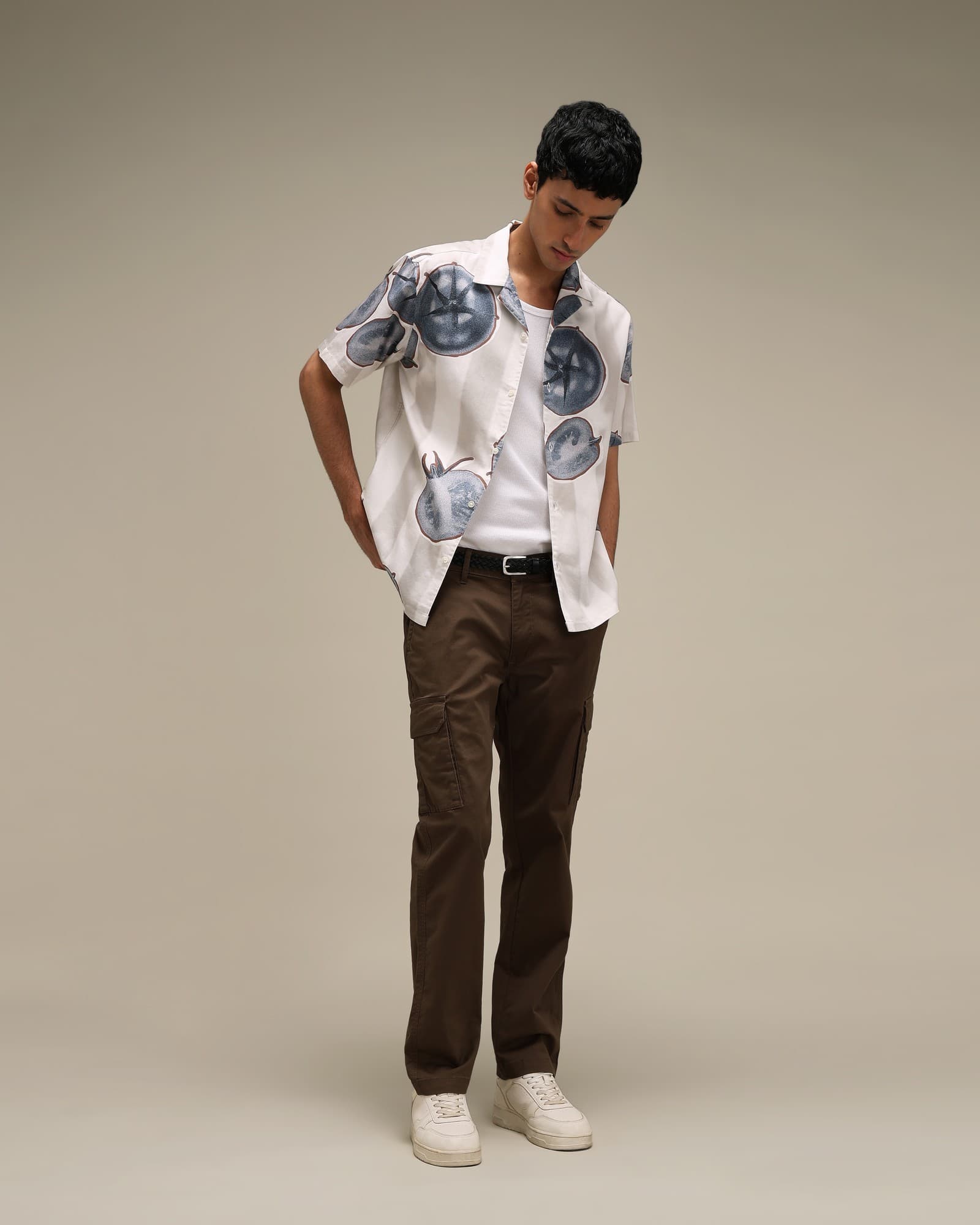 Off White Artistic Fruit Print Shirt | Mufti Jeans Off White Artistic Fruit Print Shirt | Mufti Jeans