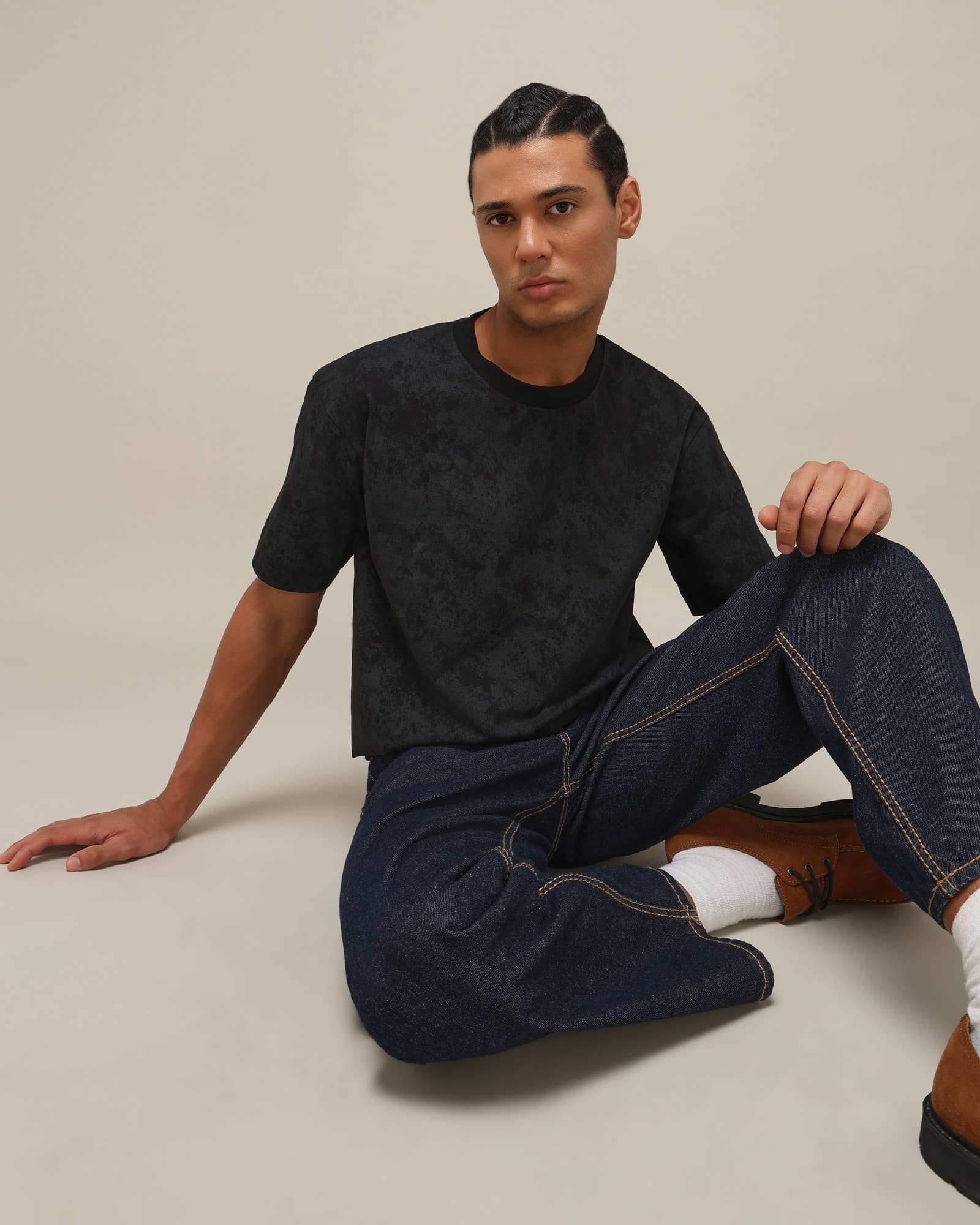 Black Acid Wash Oversized T-shirt | Mufti Jeans Black Acid Wash Oversized T-shirt | Mufti Jeans
