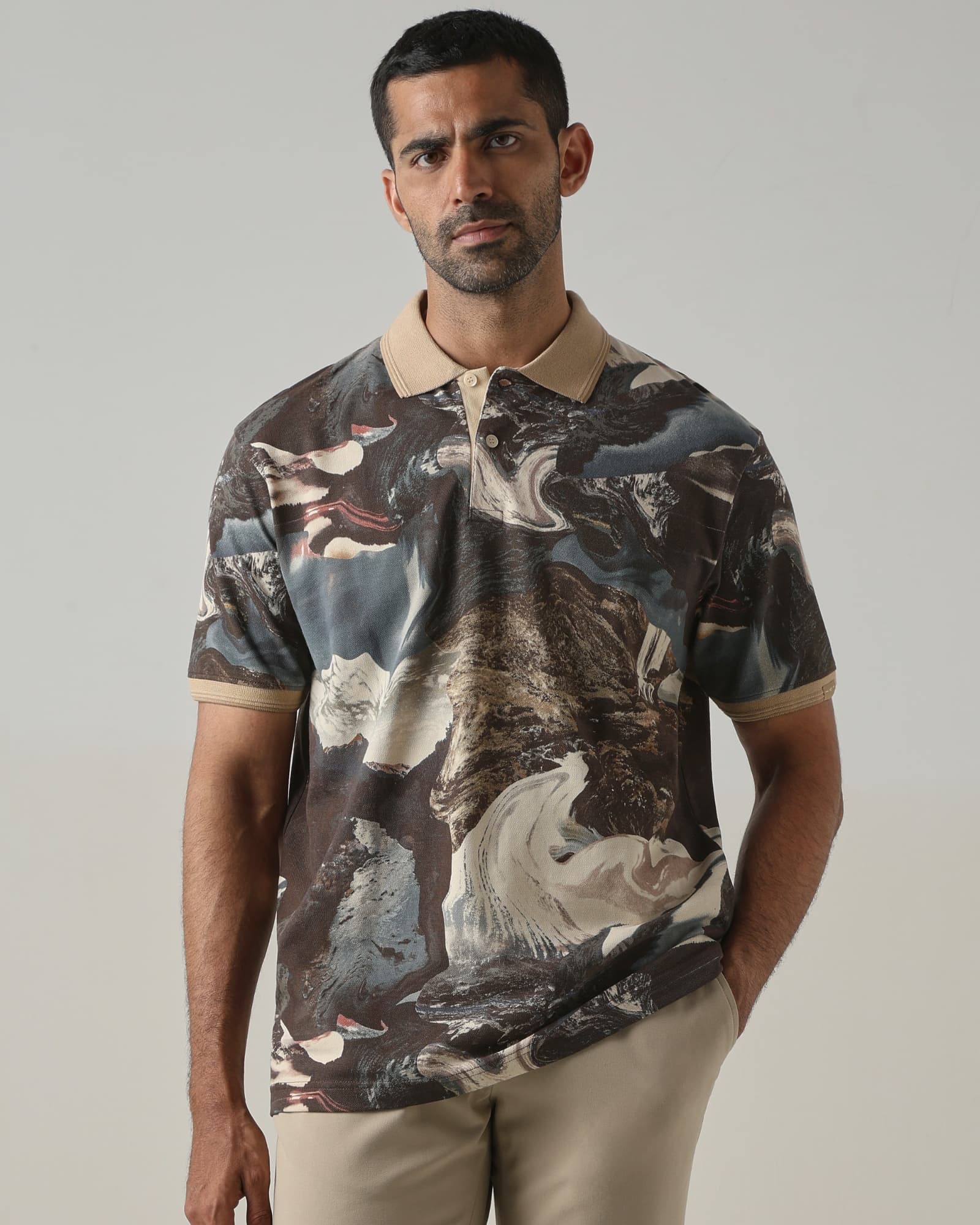 Brown Resort Print Polo Brown Resort Print Polo