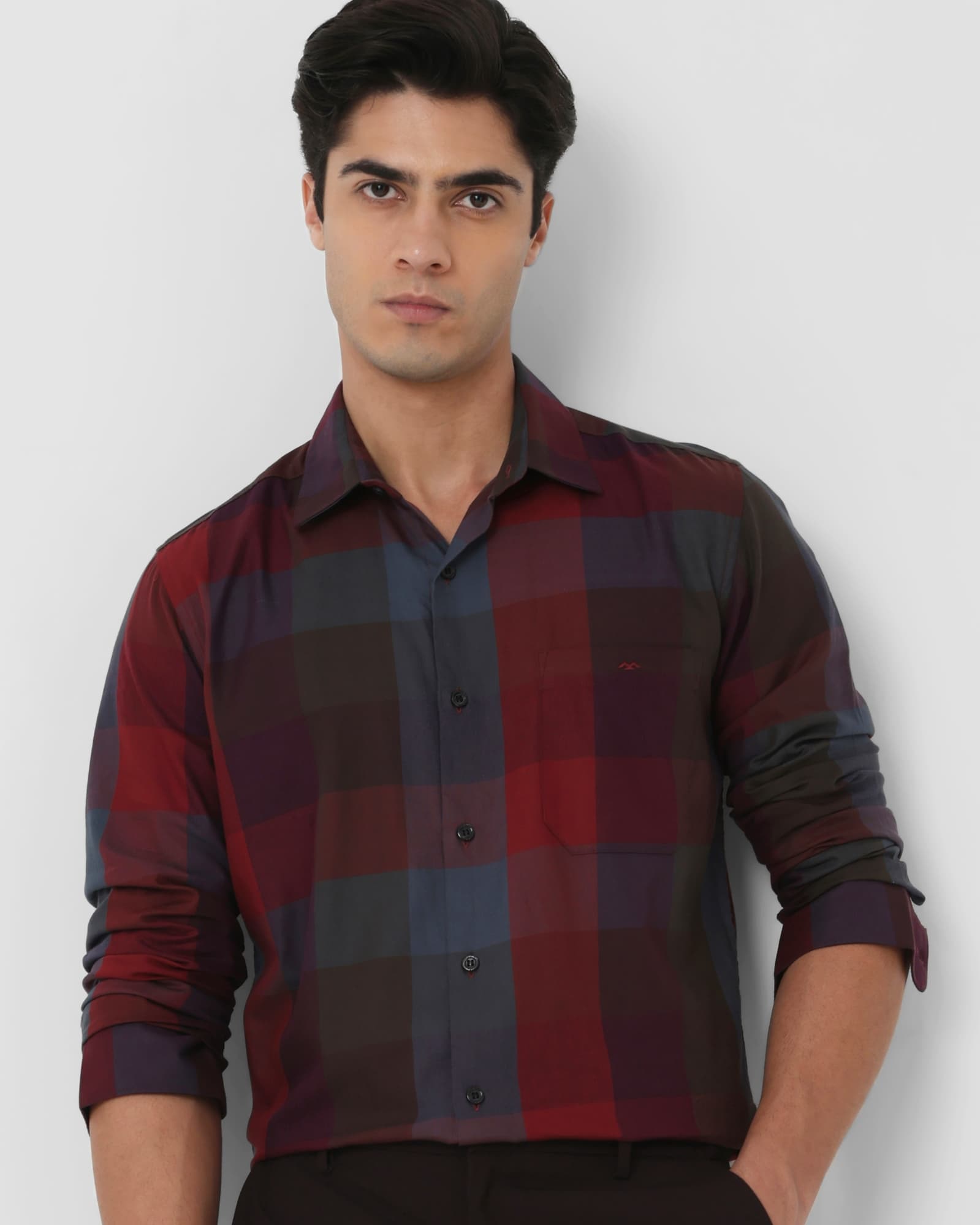 Maroon Large Check Slim Fit Casual Shirt Maroon Large Check Slim Fit Casual Shirt
