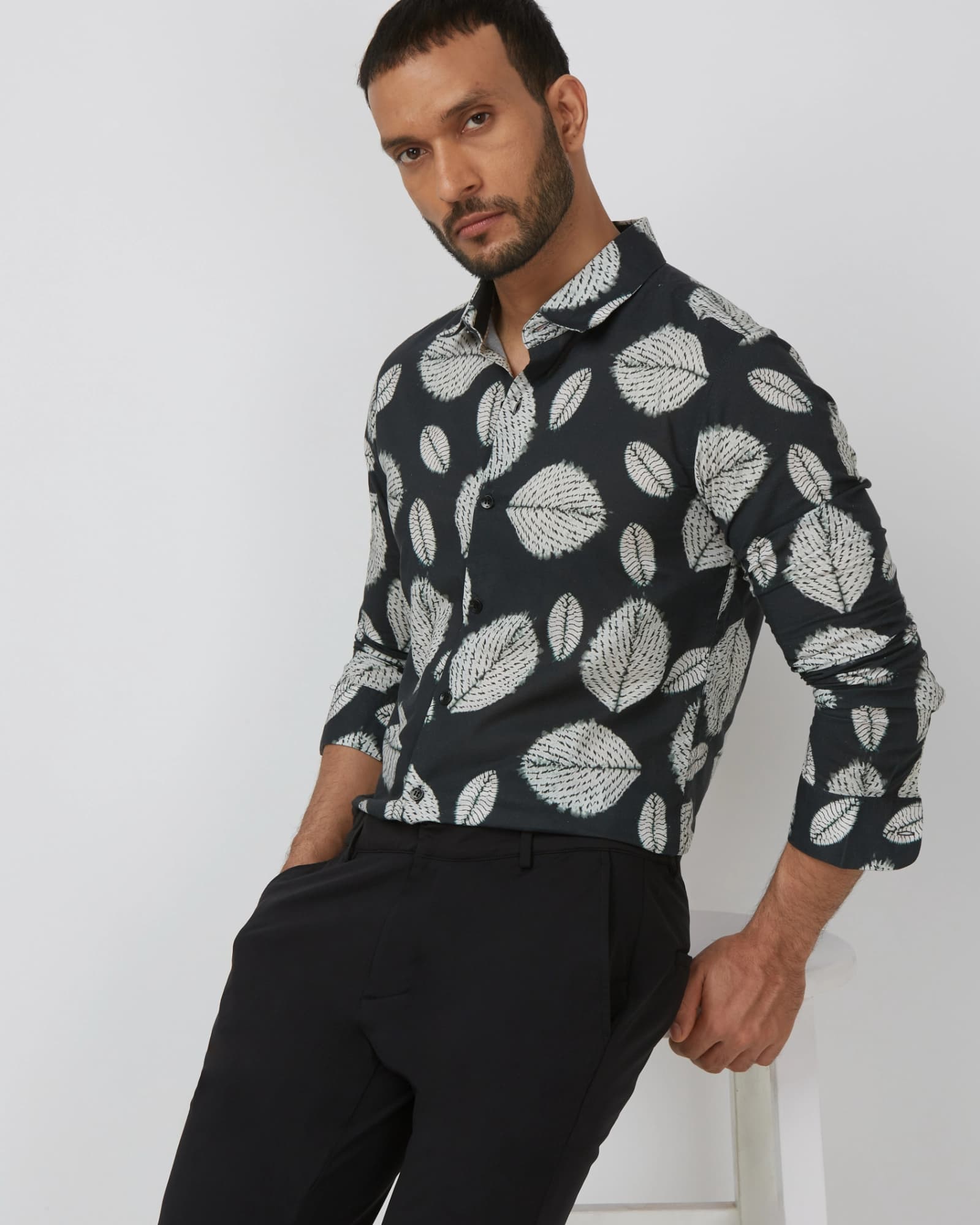 Dark Green Leaf Print Slim Fit Casual Shirt | Mufti Jeans Dark Green Leaf Print Slim Fit Casual Shirt | Mufti Jeans