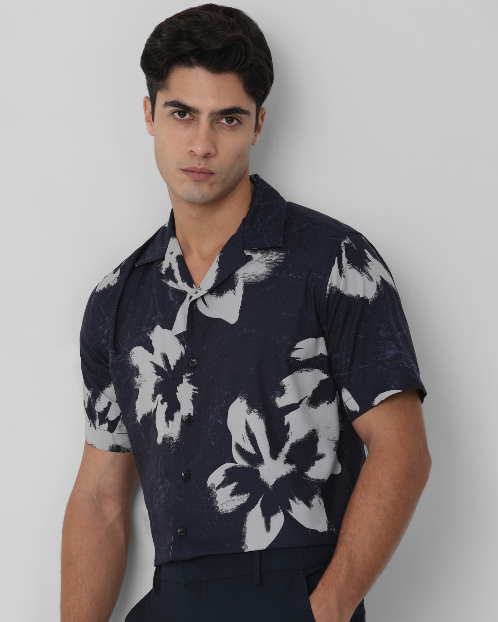 Navy Floral Print Relaxed Fit Casual Shirt | Mufti Jeans Navy Floral Print Relaxed Fit Casual Shirt | Mufti Jeans