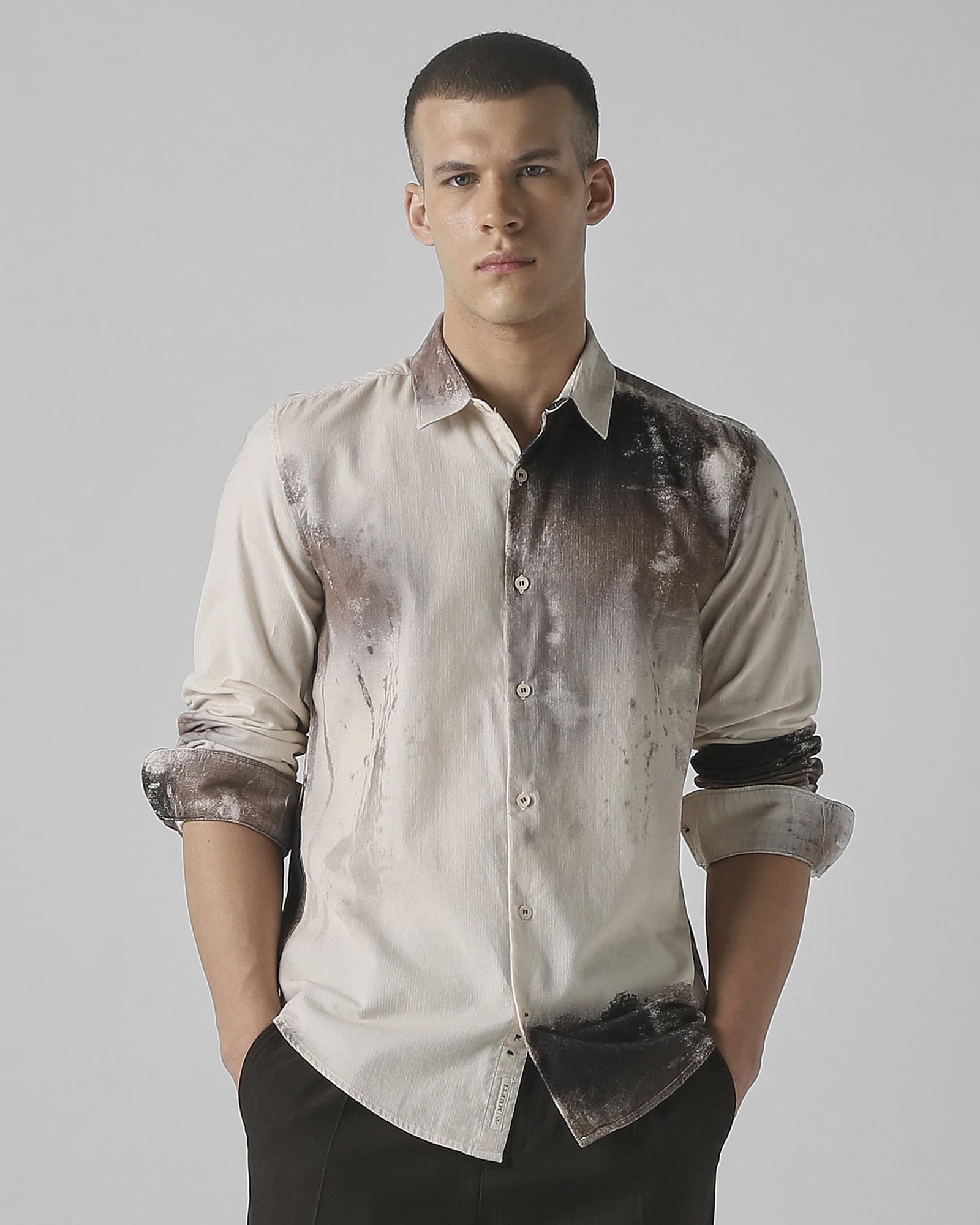 Off White Corduroy Print Slim Fit Casual Shirt | Mufti Jeans Off White Corduroy Print Slim Fit Casual Shirt | Mufti Jeans