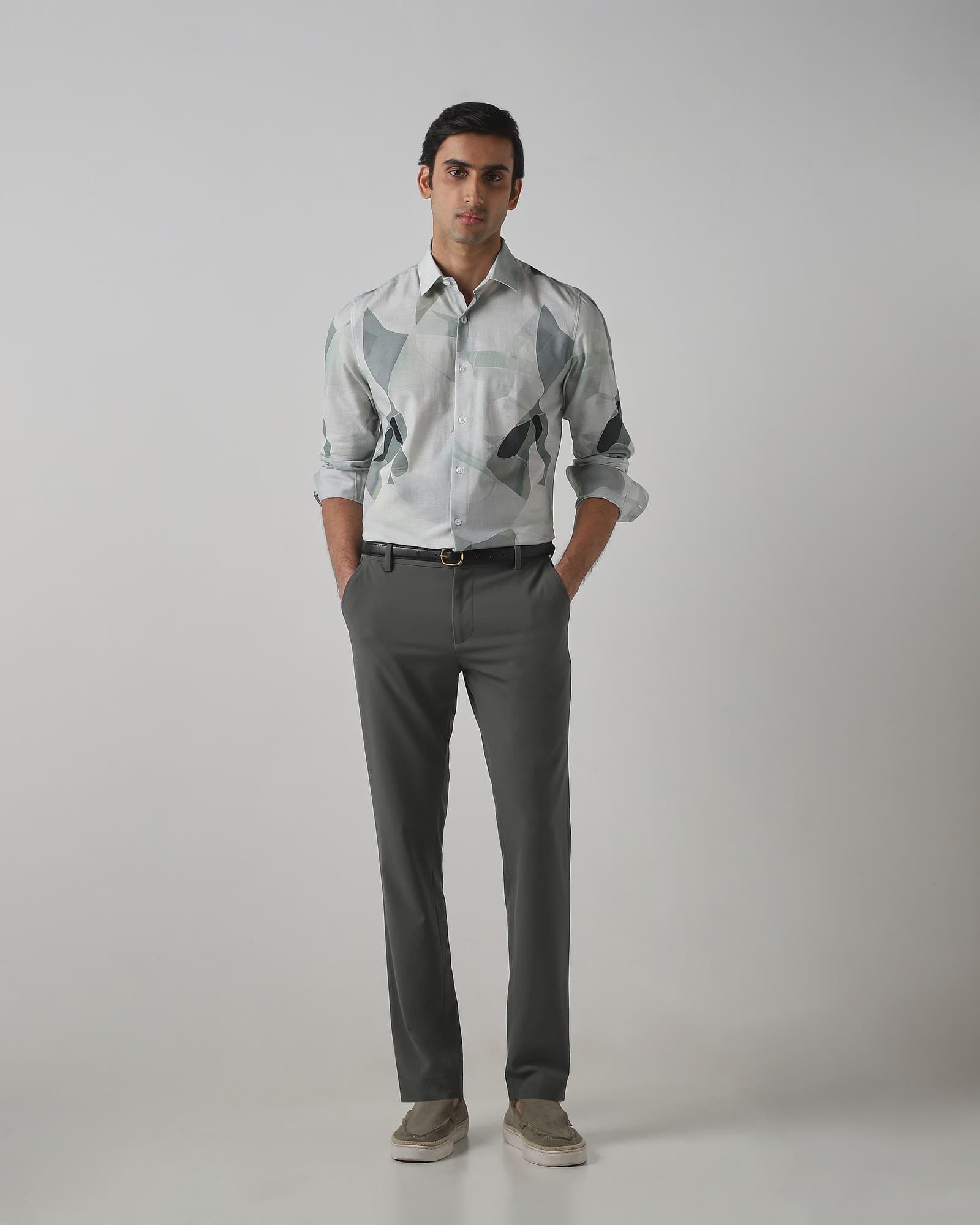 Sage Abstract Print Cotton Linen Shirt | Mufti Jeans Sage Abstract Print Cotton Linen Shirt | Mufti Jeans