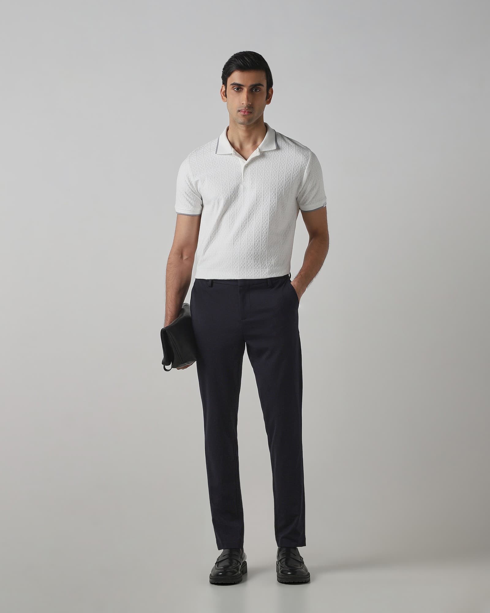 Navy Ankle Length Flat Front Pants Navy Ankle Length Flat Front Pants