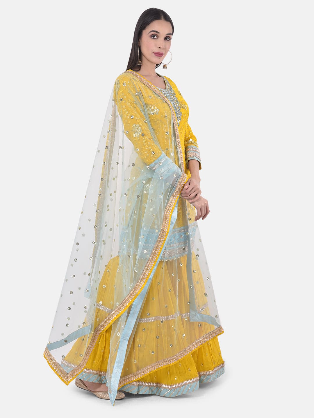 Neerus Yellow Colour Georgette Fabric Suit-Gharara Neerus Yellow Colour Georgette Fabric Suit-Gharara