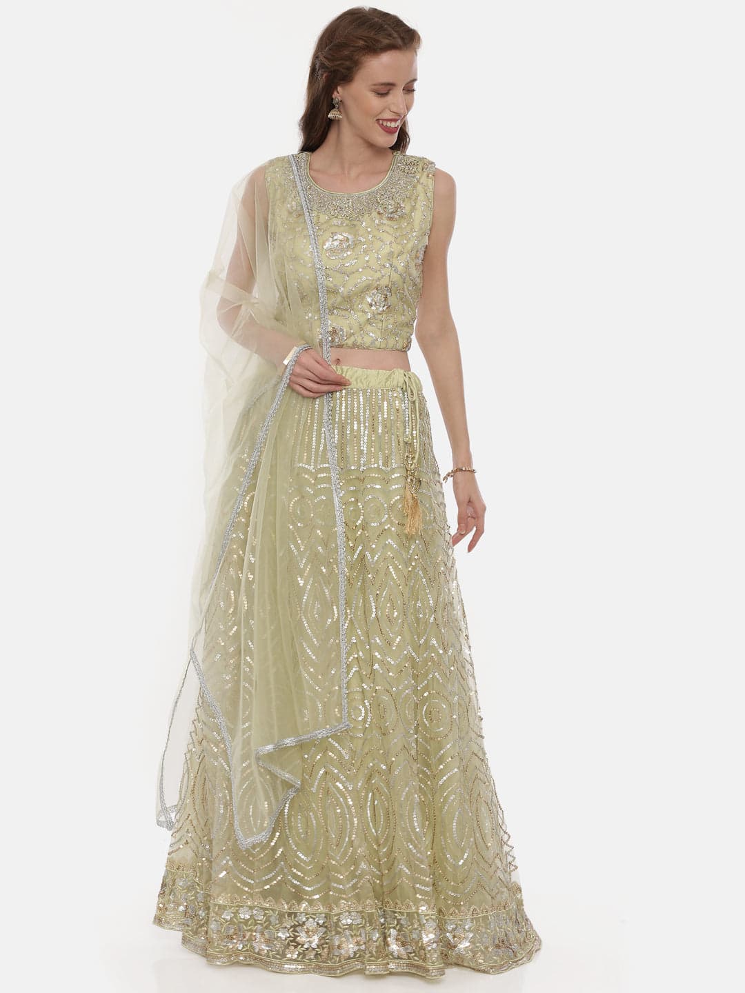 Neerus Green Embellished Lehenga Set Neerus Green Embellished Lehenga Set