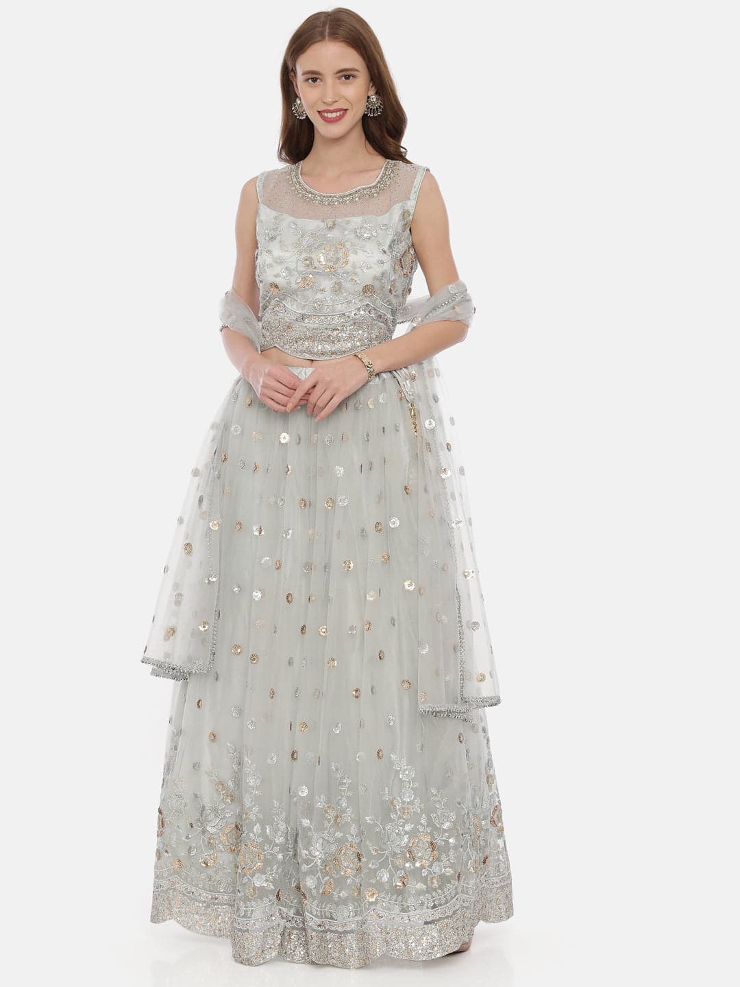 Neerus Grey Embellished Lehenga Set Neerus Grey Embellished Lehenga Set