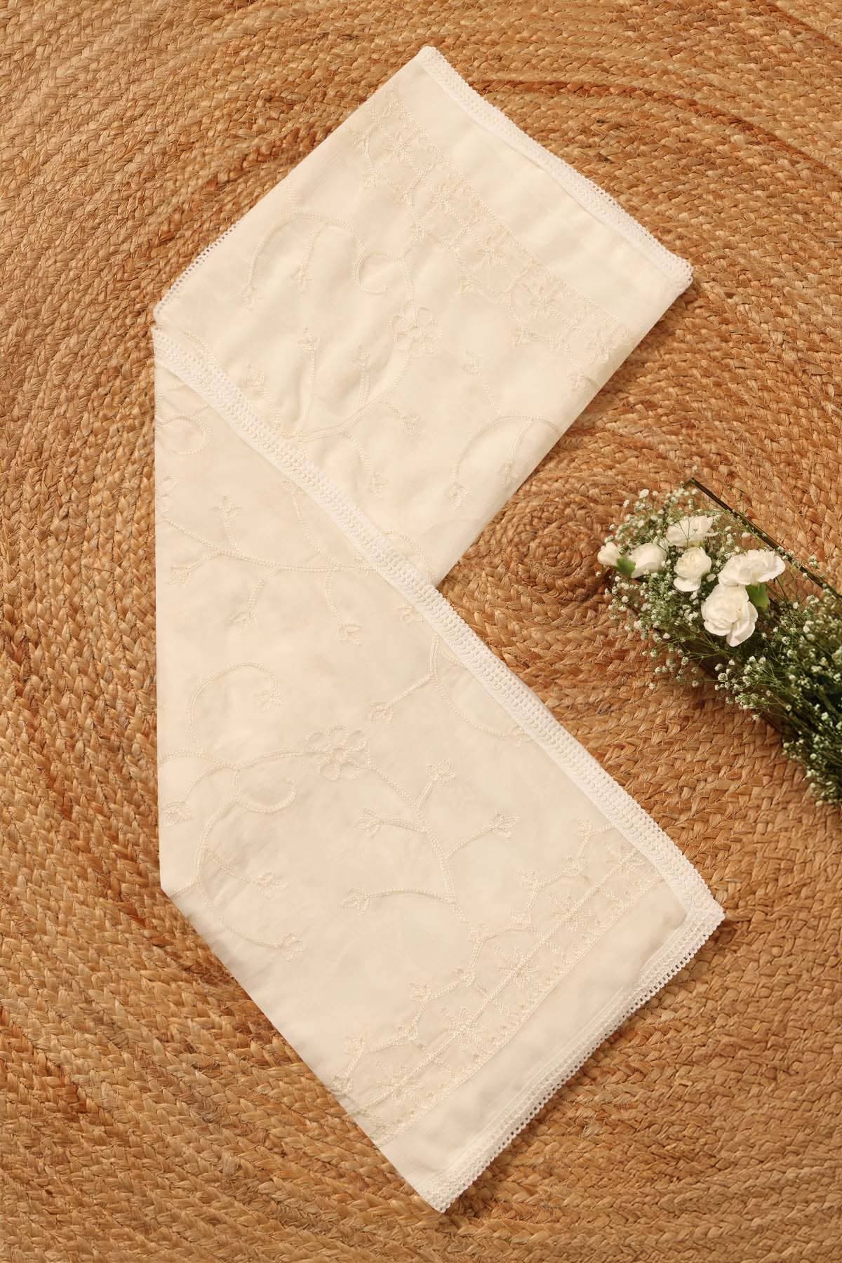 Off White Chiffon Embroidered Dupatta | Soch Off White Chiffon Embroidered Dupatta | Soch