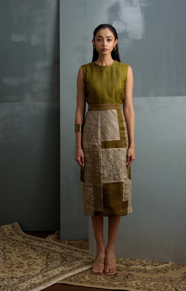 Silk Hand Emboidered Patchwork Dress | Synonym Clothing Silk Hand Emboidered Patchwork Dress | Synonym Clothing