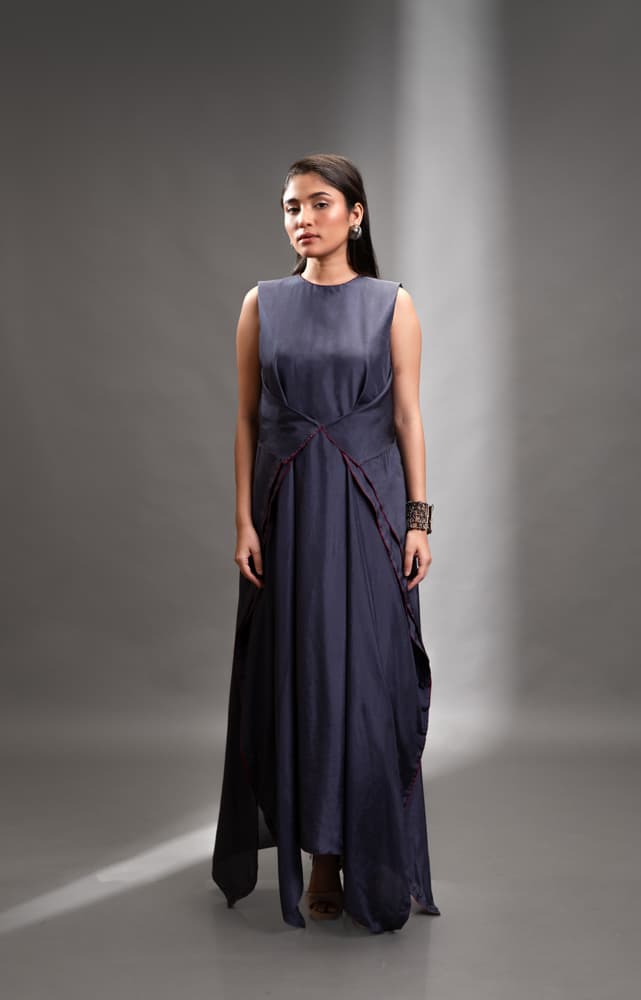 Graphite Blue Silk Dress | Synonym Clothing Graphite Blue Silk Dress | Synonym Clothing