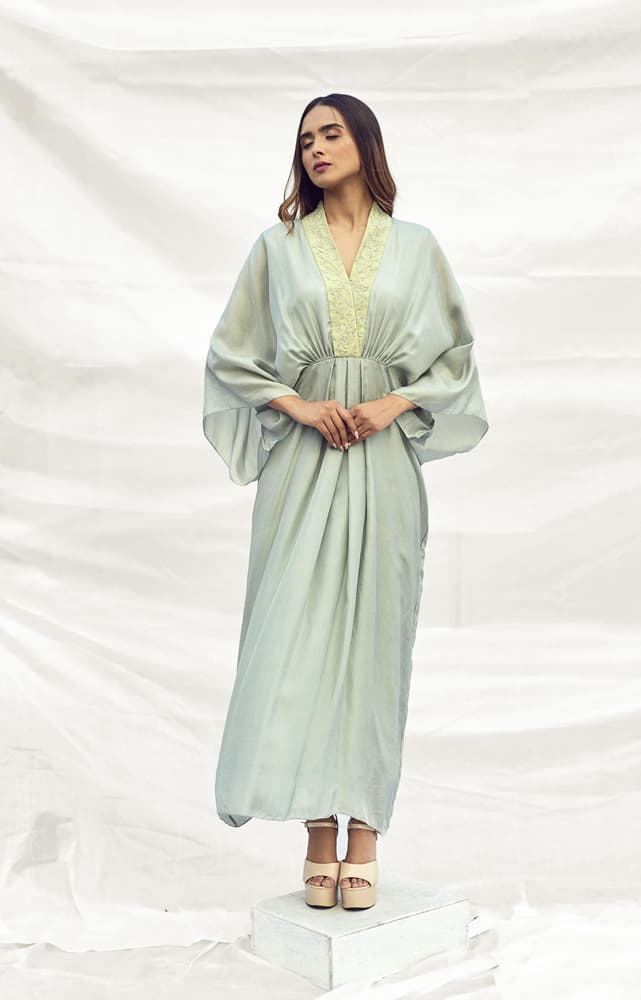 Silk Dress With Embroidered Collar | Synonym Clothing Silk Dress With Embroidered Collar | Synonym Clothing