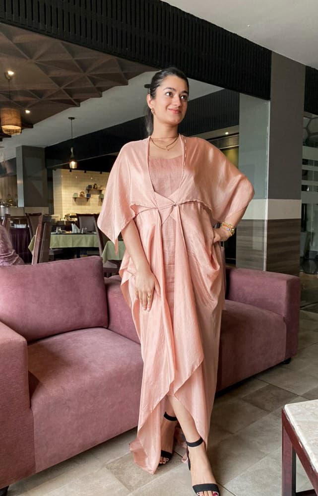 Peach silk dress and Jacket Set | Synonym Clothing Peach silk dress and Jacket Set | Synonym Clothing