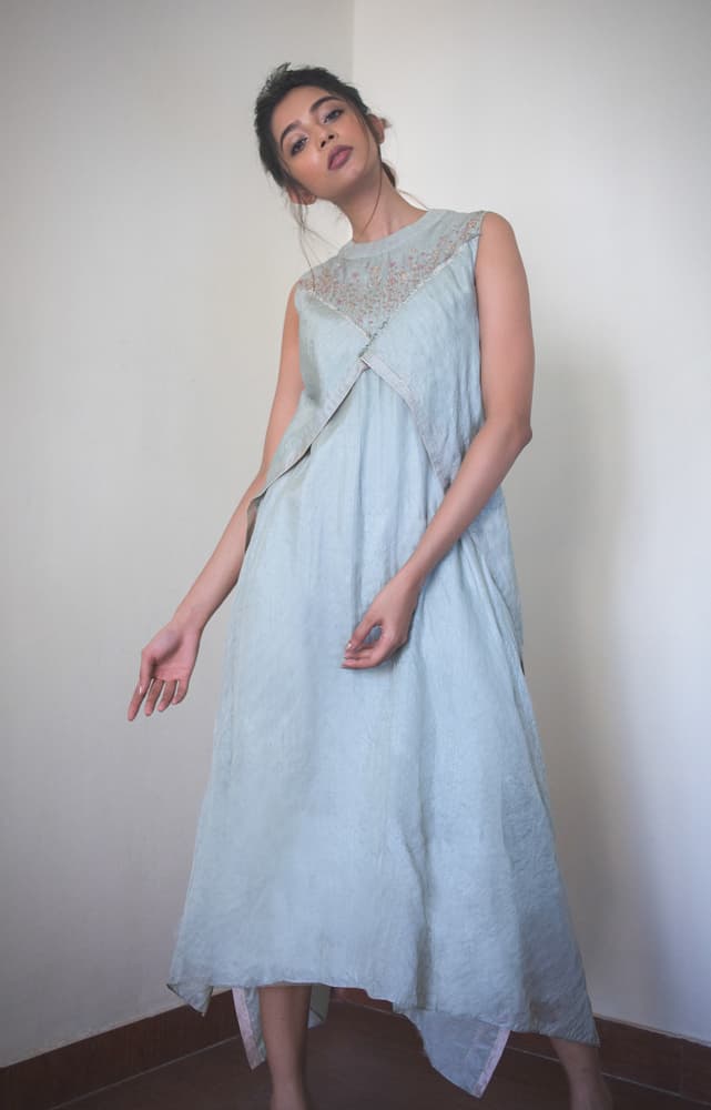 Tussar Silk Hand Embroidered Dress | Synonym Clothing Tussar Silk Hand Embroidered Dress | Synonym Clothing