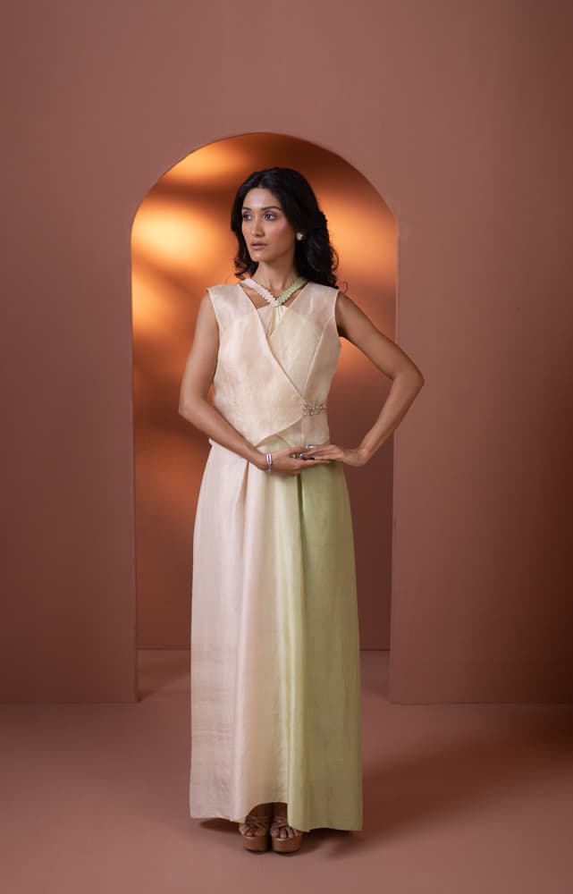 Silk Ombre Dress And Waistcoat Set | Synonym Clothing Silk Ombre Dress And Waistcoat Set | Synonym Clothing