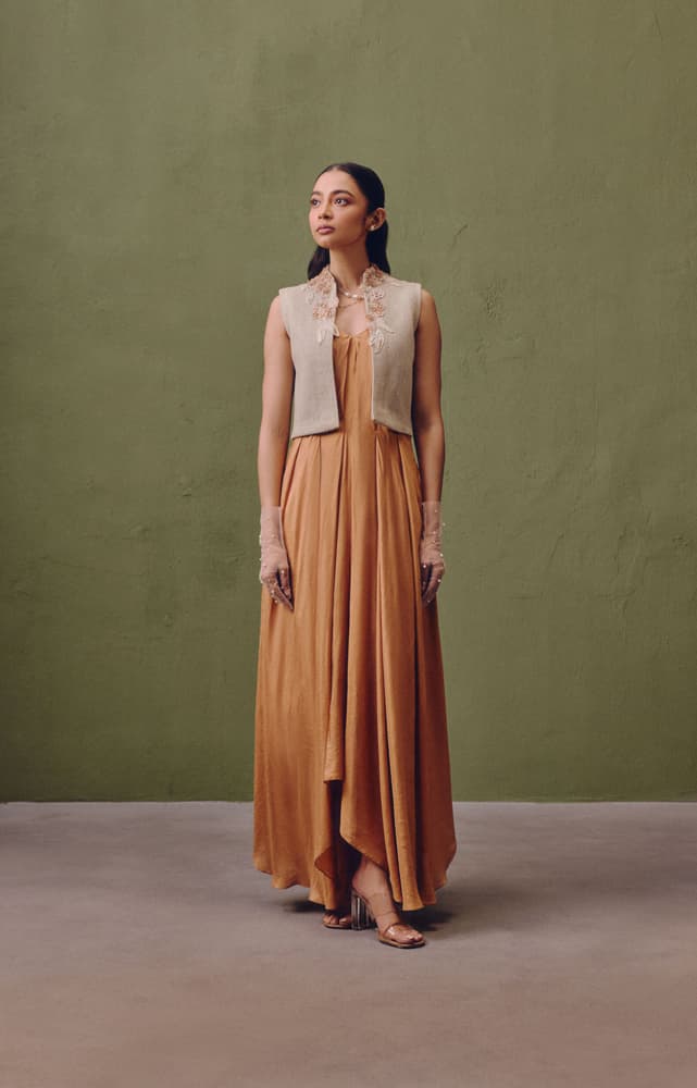 Silk Dress With Handcrafted Jacket | Synonym Clothing Silk Dress With Handcrafted Jacket | Synonym Clothing