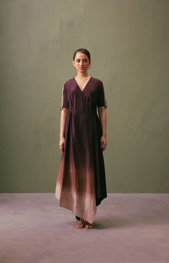 Silk Ombré Wrap Dress With Zip Detail | Synonym Clothing Silk Ombré Wrap Dress With Zip Detail | Synonym Clothing