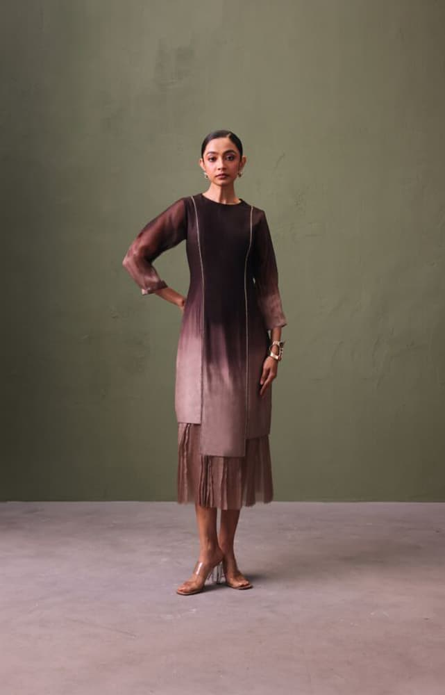 Silk Ombré Dress With Organza Hem | Synonym Clothing Silk Ombré Dress With Organza Hem | Synonym Clothing
