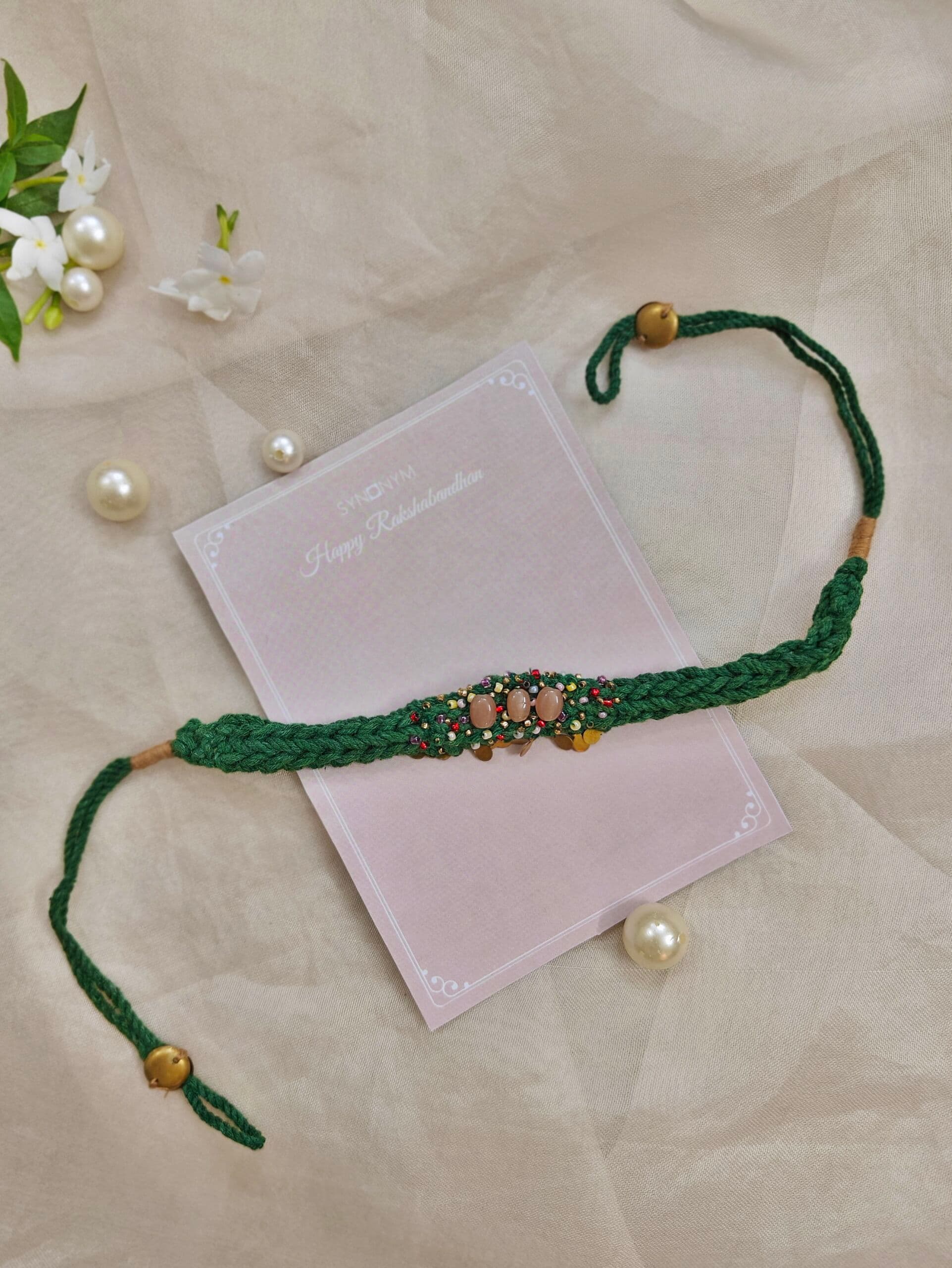 Green beaded crochet Rakhi | Synonym Clothing Green beaded crochet Rakhi | Synonym Clothing