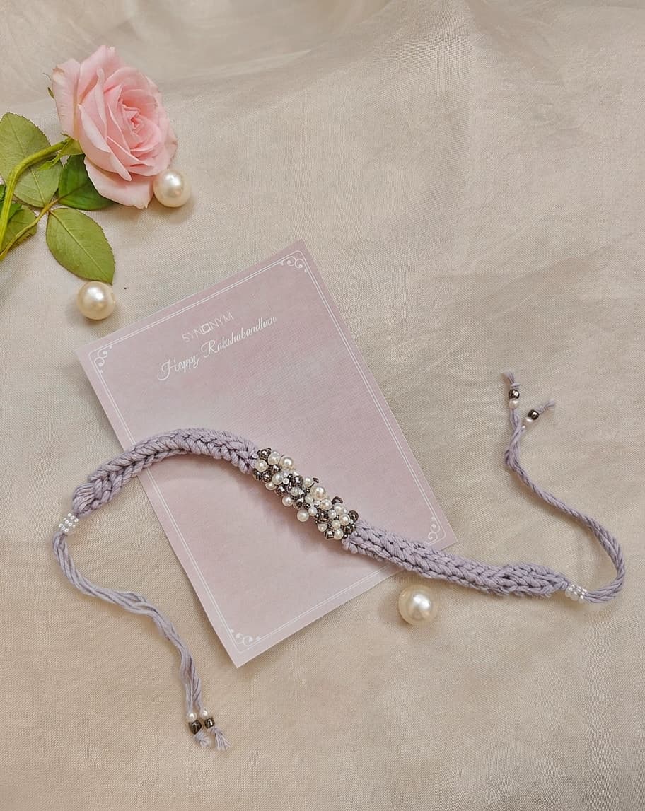 Unisex pearl cluster rakhi (lavender) | Synonym Clothing Unisex pearl cluster rakhi (lavender) | Synonym Clothing