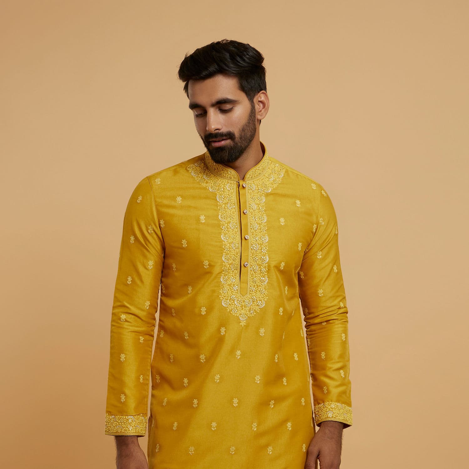 Mustard Georgette Embroidered Kurta Set | Twamev Mustard Georgette Embroidered Kurta Set | Twamev