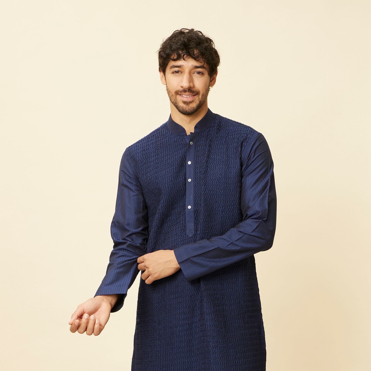 Dark Blue Viscose Pintuck Kurta Set | Twamev Dark Blue Viscose Pintuck Kurta Set | Twamev