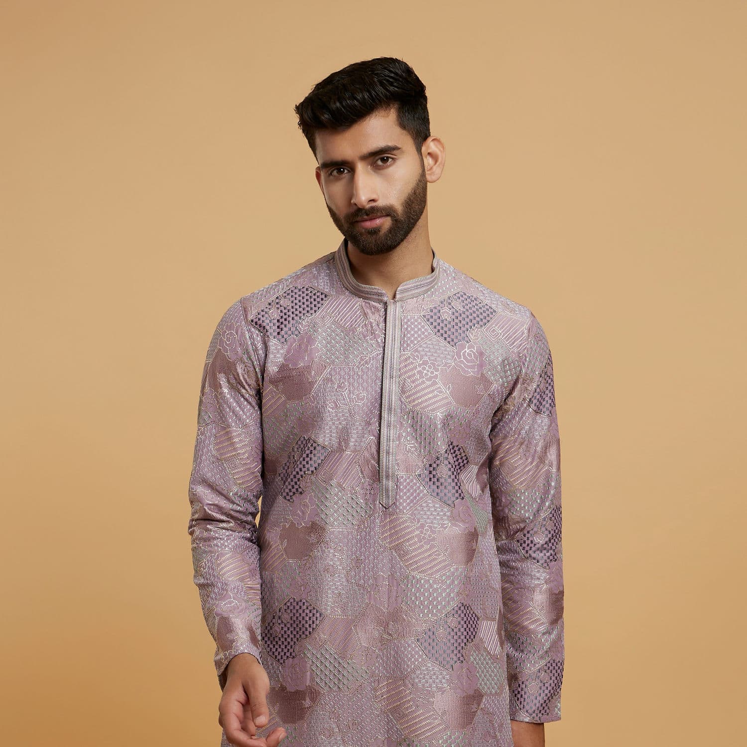 Lilac Viscose Embroidered Kurta Set | Twamev Lilac Viscose Embroidered Kurta Set | Twamev